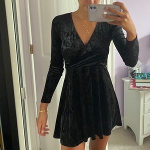 Black crushed velvet dress